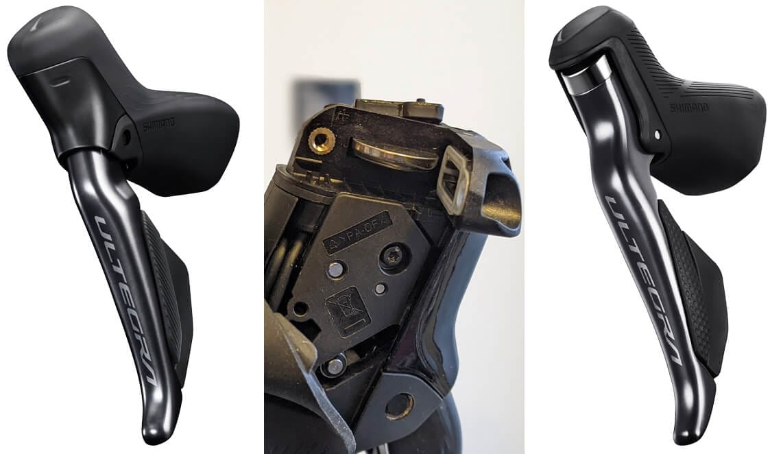 Ultegra disc brake shifter, Dura-Ace shifter battery, Ultegra rim brake shifter
