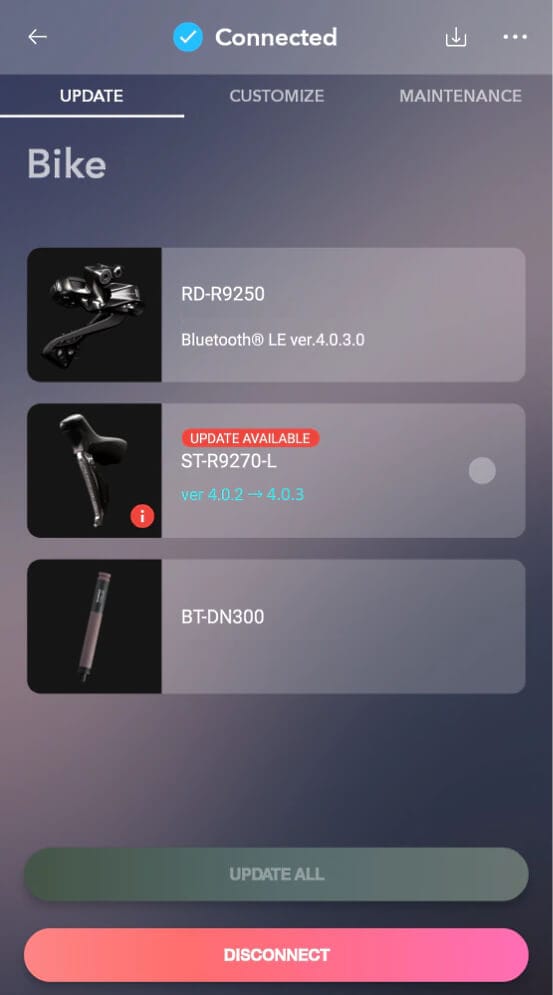 You cannot update firmware on wireless shifters unless you wire them