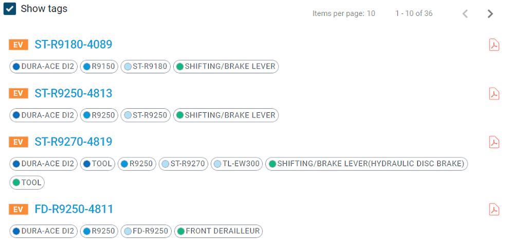 Show tags in search results