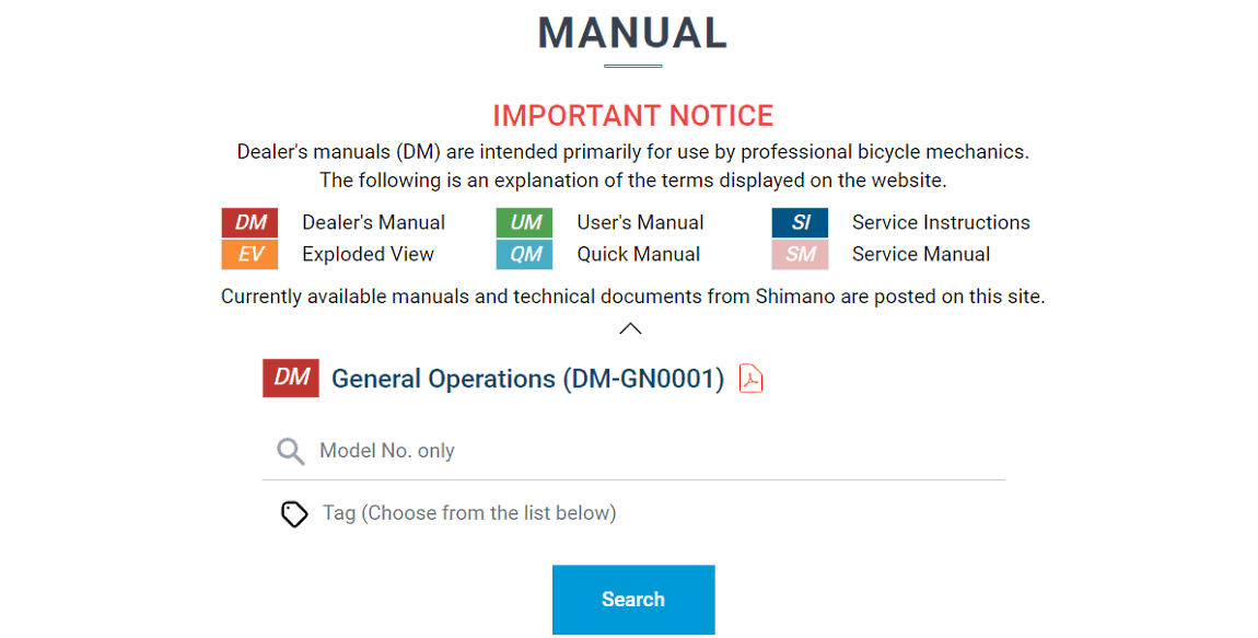 Shimano documentation site