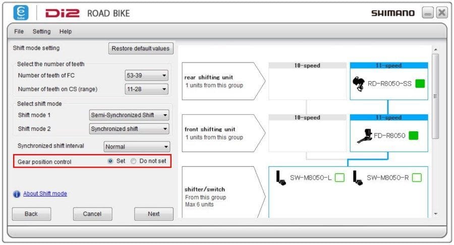 Disable gear position ETP 3.4.5 button