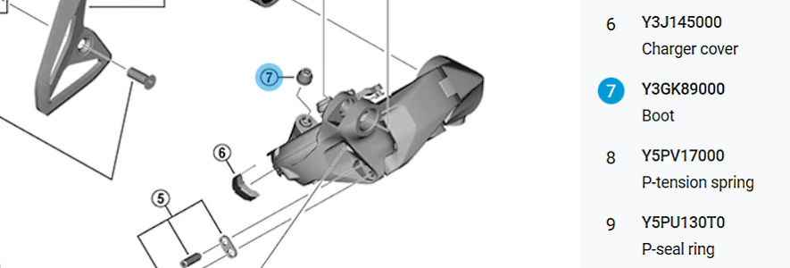 Part of the exploded view lit up