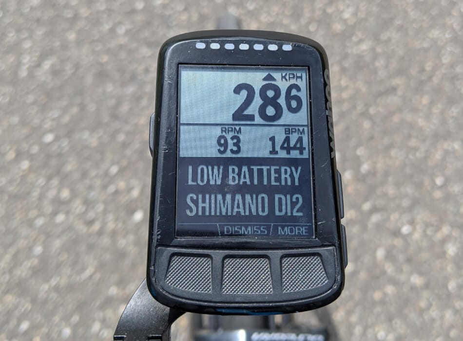 Low battery warning on the Wahoo