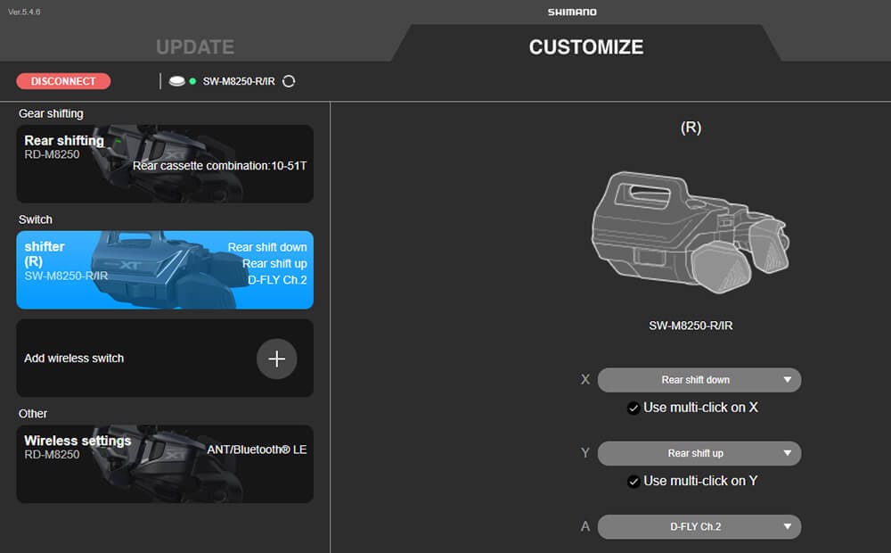 Change E-Tube Project button assignments for shifter