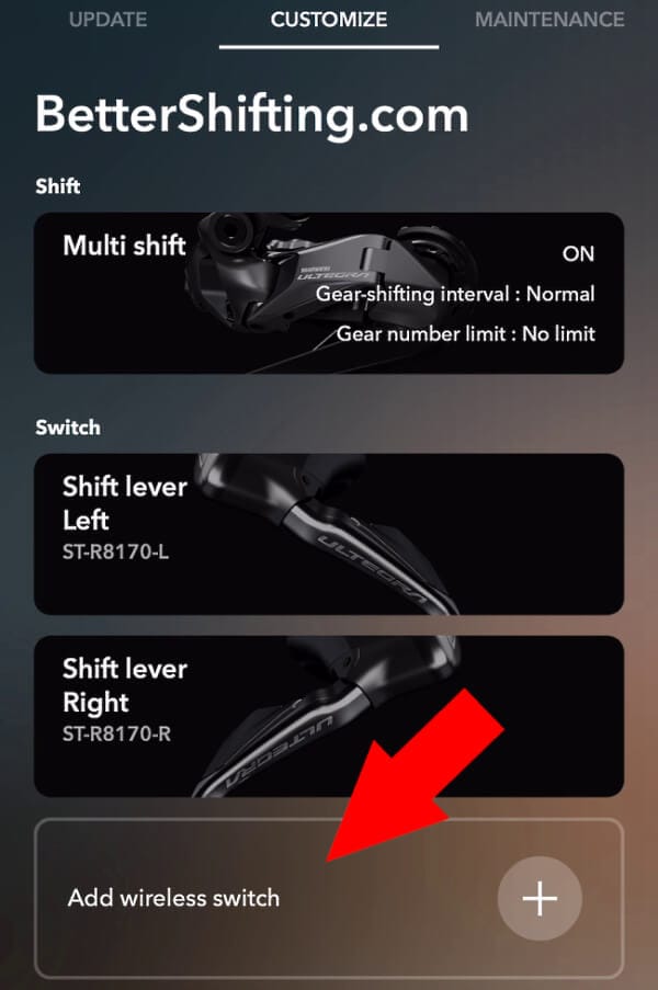 Add wireless switch on the customize screen