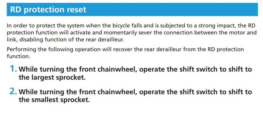 Crash mode reset on 12-speed Di2