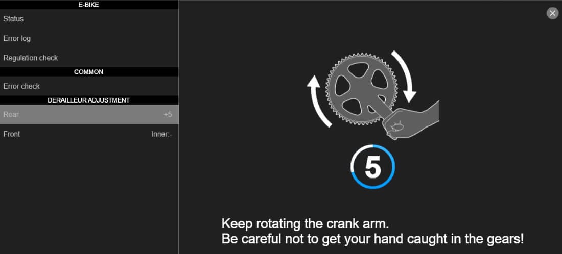 Rotate the cranks