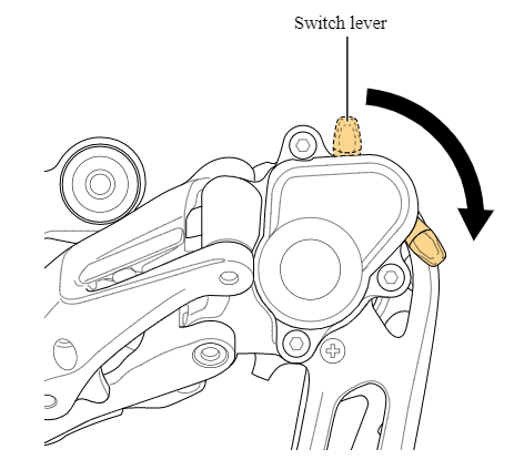 Move the switch down to disable the chain tensioning mechanism