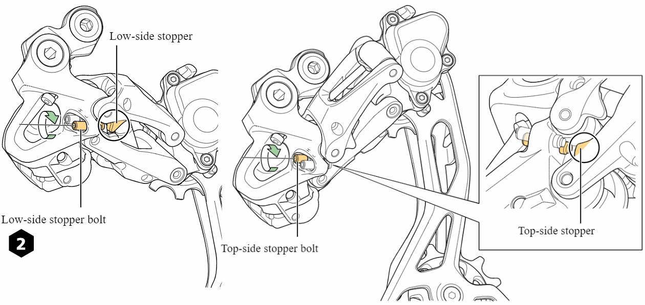 Low side and top side stopper bolts